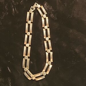 Vintage Panel Link Silvertone Choker